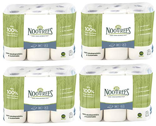 NooTrees Bambus-Badetücher, 3-lagig, 220 Blatt, 12 Rollen, umweltfreundlich, 100% biologisch abbaubar und nachhaltig, hypoallergen, ultra saugfähig, samtig weich, FSC-zertifiziert (48 Rollen)