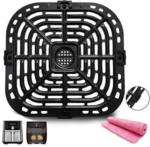 Heisenlin Luftfritteusen-Einlagen, 2 Packungen 19,1 cm, wiederverwendbar, quadratisch, antihaftbeschichtet, Silikon, für Chefman, Gowise Ninja NuWave Gourmia und mehr, spülmaschinenfest