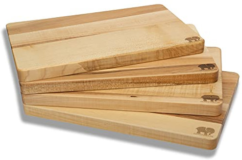 DEKOFANT Schneidebrett Holz Ahorn 4 Stück 30 x 20 x 2 cm I aus Heimischen Holz I praktisches Schneidbrett Servierbrett Holzbrett Küchenbrett Frühstücksbrettchen geölt eckig (4)