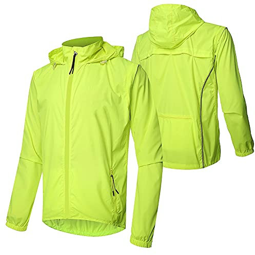 Veste De Vélo Homme,Vêtement VTT Printemps Et Automne Maillot Manches Longues,Respirant Coupe-vent Cyclisme Veste,pour Cyclisme à Randonné, Course à Pied Veste De Cy(Size:XXXXL,Color:Vert fluorescent)