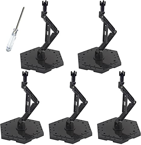 XISTEST Hobby Action Base, supporto per modellini, espositore per hobby compatibile con modelli di figure Gundam HG RG in scala 1/144, nero (5 pezzi)