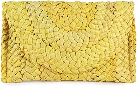 Fioeyr Women's Straw Evening Clutch Purse Summer Beach Handbag Straw Evening Handbag Women Envelope Bag