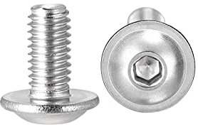 sourcing map Flanschkopfschrauben, M3 x 6 mm, Sechskantschraube, 304 Edelstahl, Vollgewinde, Maschinenschraube, 50 Stück