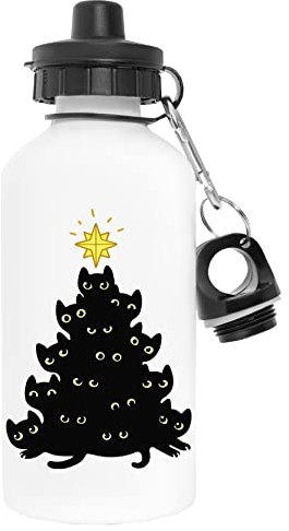 Enigmae Meowy Weihnachten Baum Weiß Wasserflasche Aluminium Sports Reise Draussen White Water Bottle Travel Outdoor