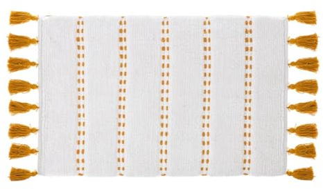 Five Badematte aus Baumwolle mit Quasten 50 x 75 cm Ocker