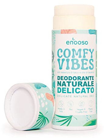 Enooso - Festes Deo Creme Stick - Bio Deodorant ohne Aluminium und Backpulver - TALKUM UND LAVENDEL - 100% Vegan & Plastikfrei Natürlich - Handmade in Italy