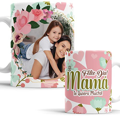 OyC Original y Creativo Taza para Mamá Personalizada con Foto - Taza con foto para el dia de la madre - Regalo del día de las madres - Taza Día de la Madre (MODELO L)