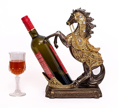 Dalax Beautiful Horse Wine Bottle Holder Animal Figurine Wine Cabinet Countertop Decor Decorations Gifts for Wine Lovers, Tabletop Wine Rack Display Stand Home Kitchen Gift