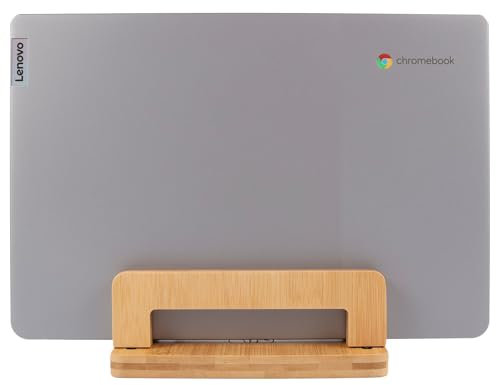 S&A WOODCRAFT Vertikaler Laptopständer aus Bambus, verstellbare Holz-Laptophalterung, rutschfeste Laptop-Dockingstation kompatibel mit Apple MacBook, Microsoft Surface, Gaming Laptops, iPad, Tablets