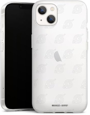 DeinDesign Silikon Hülle kompatibel mit Apple iPhone 13 Case transparent Handyhülle Naruto Shippuden Konoha Pattern