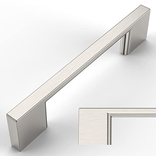 Amerdeco 6 Stück Möbelgriffe Gebürsteter Nickel 96mm Lochabstand Schubladen Zinc alloy Griffe für Küchenschränke Schrankgriffe Schubladengriffe Türgriffe für Küchenschränke Kleiderschrank UK0022