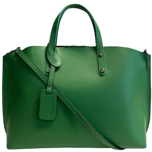 Modarno Borsa Donna Grande a Mano Pelle con Tracolla Shopper (Verde Smeraldo)