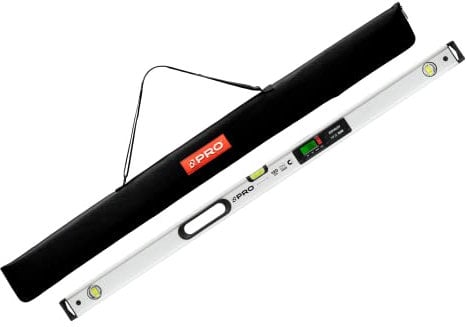PRO900 Digitale Wasserwaage 120cm mit 2 LCD Displays und Abdeckung - Elektronische Wasserwaage mit Messwertspeicher für bis zu 19 Ergebnisse Schutzart IP65 - Farbe Weiß