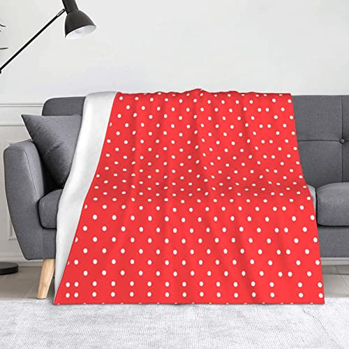 Rot und Weiß gepunktete Decke Flanell-Überwurfdecke: >> 152,4 x 127 cm, warme Decke für Bett, Sofa, Couch, Schlafzimmer, Herren, Frauen, Geschenk