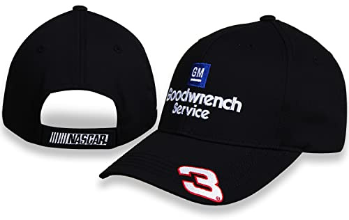 Dale Earnhardt Sr #3 auf Krempe GM Goodwrench Service Plus Erwachsene Swoosh Sponsor Nascar Hat All Black, schwarz