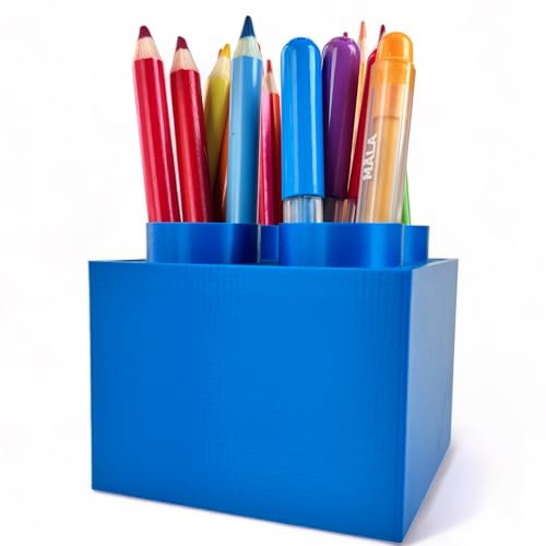 Porte-crayons support de bureau Organisateur de style Lego cadeau d'anniversaire pour enfants KAJAWIS (Bleu Marine)