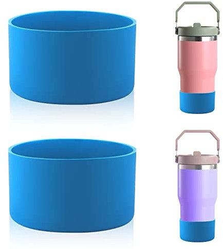 2pcs Protective Silicone Boot, Silicone Boot Sleeve for Water Bottle Compatible with Stanley Quencher Adventure 40oz & Stanley IceFlow 20oz 30oz (Light Blue)