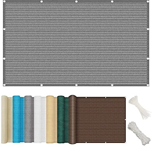 YUANZHI Balkon Sichtschutz Balkonabdeckung 80 x 700 cm 185g/㎡ HDPE,UV-Schutz Sonnenschutz Gewebe Netz mit Ösen und Kordel für Balkon Garten im Freien, Grau