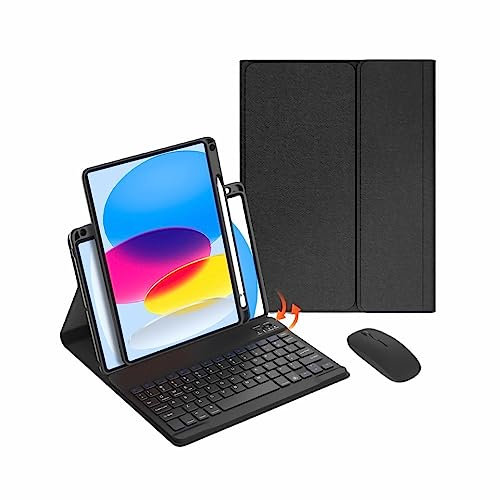 Custodia Tastiera per Huawei Matepad Tablet Compute 2020 2021 2022 2023, Tastiera Bluetooth Staccabile con Supporto per Matita, Ruotabile A 720°, Smart Cover con Mouse,Nero,MatePad PRO 12.6
