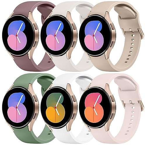 Wanme 6 Stück Armband für Samsung Galaxy Watch 7/6/5/Watch 4 Armband, Silikon Ersatzarmband für Samsung Watch 6/4 Classic/5 Pro/FEfür Damen und Herren