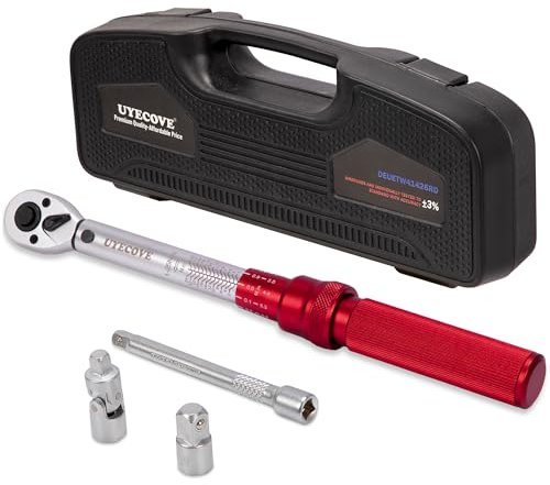 UYECOVE Clé Dynamométrique 1/4 1-25NM, Clé Dynamométrique velo Set de 4 pièces, ±3% Haute PréCision, 72 Dents clef dynamometrique Pour Moto, VéLos Voiture, Camion Les Outils D'Entretien (Rouge)