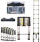 Hooha Klappleiter Auszugsleiter Aluminium 3,9m/5,1m/6,3m mit Anti-rutsch Gummipuffer, Teleskopleiter Extension Ladder 150kg Belastung EN131