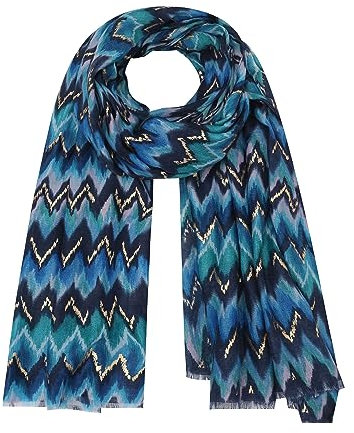 Ever Bloom Foulards colorés pour femme avec dégradé de couleurs Motif zigzags métalliques longs, bleu, taille unique