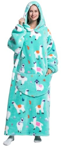 Msrlassn Übergroße Tragbare Decken Hoodie für Damen Herren Erwachsene Oversized Kapuzen Decke Kuschelpullover Tragbare Decke Sweatshirt mit Taschen (Alpaka)