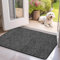 Mibao Washable Door Mats Indoor, 90 x 150 cm, Dirt Trapper Entrance Doormat, Non-Slip Mat Rubber Backing, Super Absorbent Welcome Mat for Front Door, Back Door, Shoe Scraper, Black