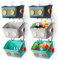 Noamus 6 Pack Bath Toy Storage Organizer Basket, 3 Layers Wall Mounted Hanging Shower Caddy, Plastic Robot Modeling Kitchen Shelf with Hook, No Drilling Colorful Toy Holder for Kid Bathtub Shampoo