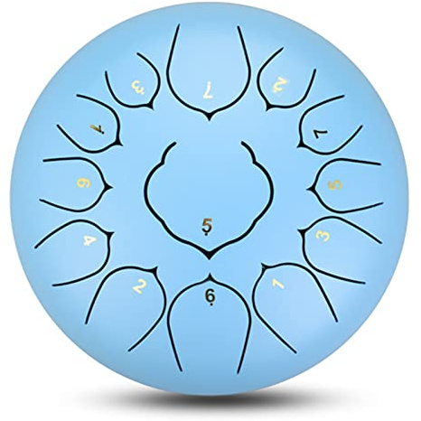 NaLsa Stahlzungentrommel, Stahltrommel, Handpan Drum Musikinstrument Percussion 12 Zoll 13 Noten Mit Buch Drumstick Finger Loops Picks Tasche Für Kinder Geschenkmeditation Yoga Dekompression/Blauer Se