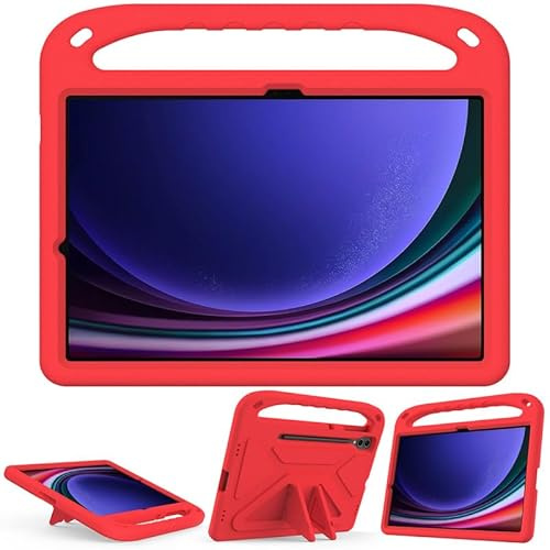 Kids Case For Samsung Galaxy Tab S8 Plus 12.4-Inch 2022 (SM-X800/X806), EVA Foam Lightweight Shockproof Duarable, Tablet Cover with Handle Stand Case For Children Firendly, Red