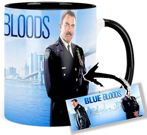 Blue Bloods Tom Selleck Donnie Wahlberg Tasse Innen & Henkel Schwarz Keramikbecher Mug