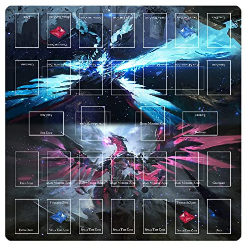 WSRXDMSN Ygo Play Mat 2 Player Rubber Duel Mat Gaming Competition Pad Card Binder Deck 23.6 x 13.7 Inches