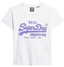 Superdry Damen Figurbetontes T-Shirt mit neonfarbener Grafik Optik 42