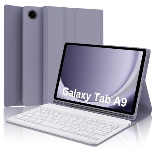IVEOPPE Tastiera Bluetooth Rimovibile per Samsung Galaxy Tab A9 8.7 2023, Cover con Tastiera Italiana, Viola Lavanda