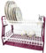 DIVCHI 2-Tier Dish Drying Rack Large Capacity Plastic Dish Drainer, Utensil Holder, Drain board - Kitchen Counter, Over Sink Organizer for Plates, Bowls, Cups (Purple)