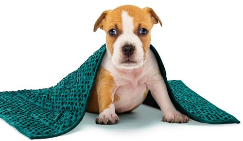 YUSRA Gewichtsdecke für Hunde, 0,9 kg, kleine gewichtete Decke für Hunde, besonders für Gewitter, Feuerwerk, Trennung, Reisen, Bett und Couch, kleine Hundedecke (Schwarzgrün, 61 x 81,3 cm)