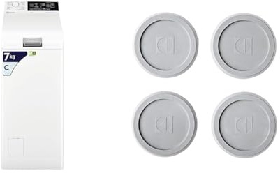 Electrolux PerfectCare 700 Lavatrice a Carica dall'Alto 7 kg, EW7T373S, Tecnologia SensiCare & E4WHPA02 Piedini Antivibrazione Universali per Lavatrice, Grigio