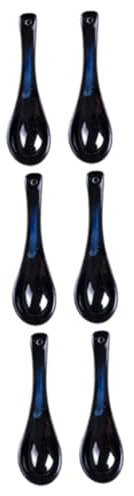 Cabilock 6 Piezas pala multifunción cuchara para postres cucharaditas de cerámica multi- cucharas soperas ice cream scoop mostrada vajilla de ceramica cuchara sopera mango largo cucharada
