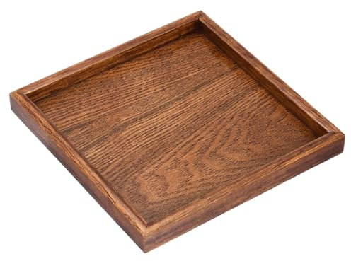 M METERXITY Wood Serving Tray - Square Wooden Decorative Platter, Kitchen Trays, Centerpiece Candle Holder Trays, Apply to Home Cafe Dining (9 Inch, Brown)