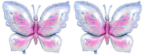 Schmetterlings Folienballon,2 Stücke Schmetterling Deko Geburtstag Luftballons lila,Schmetterlinge Deko Geburtstag Mädchen Luftballon,Folienballons für Schmetterling Thema Party Geburtstag Baby Shower