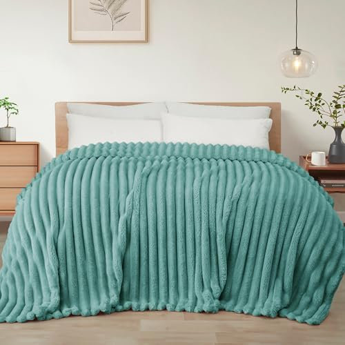Exclusivo Mezcla Kuscheldecke Flauschig Fleecedecke Flanell Decke, Leichte und Warme Wohndecke Tagesdecke für Ganzjahreszeit, 220 x 240 cm Graugrün