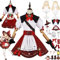 bbganlian Genshin Impact Klee Neue Haut Cosplay Kostüm Outfit Spiel Charakter Uniform Full Set Halloween Dress Up Anzug mit Perücke Hut Elfenohren Kopfschmuck für Frauen Mädchen (L)