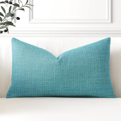 Artscope 1er Set Kissenbezug Einfarbig Wurfkissenbezug Leinen Kissenbezüge 30x50cm Moderne Dekokissen Kissenhülle Set Kissen Fall für Sofa Schlafzimmer Zuhause Dekor, Türkis