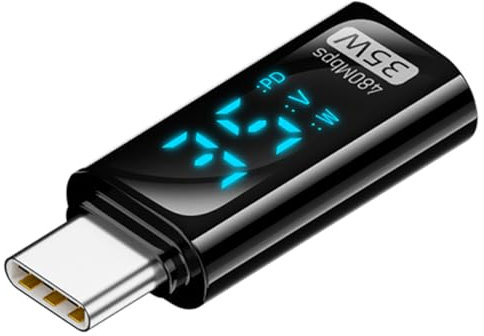 USB C auf Lightning Adapter mit LED Display,USB-C-Stecker auf iOS-Buchse Unterstützt 35W PD Schnellladung und Datensynchronisierung Kompatibel mit Lightning(Nicht für Kopfhörer geeignet) (1 Stück)