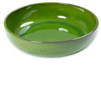 Verano Spanish Ceramics Selena Glaze Hand Dipped Medium & Large Bowls - Home Décor Kitchen Dining Room Café Restaurant Table Fruit Salad Serving Dishware - Dark Green 30cm