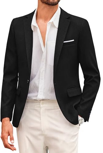 COOFANDY Herren Sakko Sportlich Freizeit Blazer Regular Fit Business Anzugjacke Revers Kragen Schwarze XL