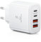 Chargeur USB C, 40 W 4 Ports Prise USB C, Double Port PD+QC Chargeur Rapide iphone, Multiple Type C Adaptateur Secteur pour iPhone 16/15/14/13/12/11/Pro Max/téléphone/Samsung/iPad/Tablett