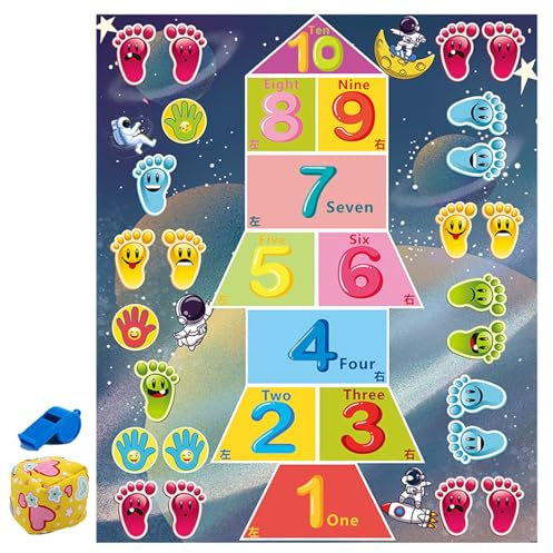 Slippery Hopscotch for Adults, 150*180cm Slippery Hopscotch is Hilarious, Hopscotch Foam Tiles Mat Indoor Outdoor Garden Toy, Hopscotch Outdoor Game, Summer Hopscotch Mat for Kids (A)